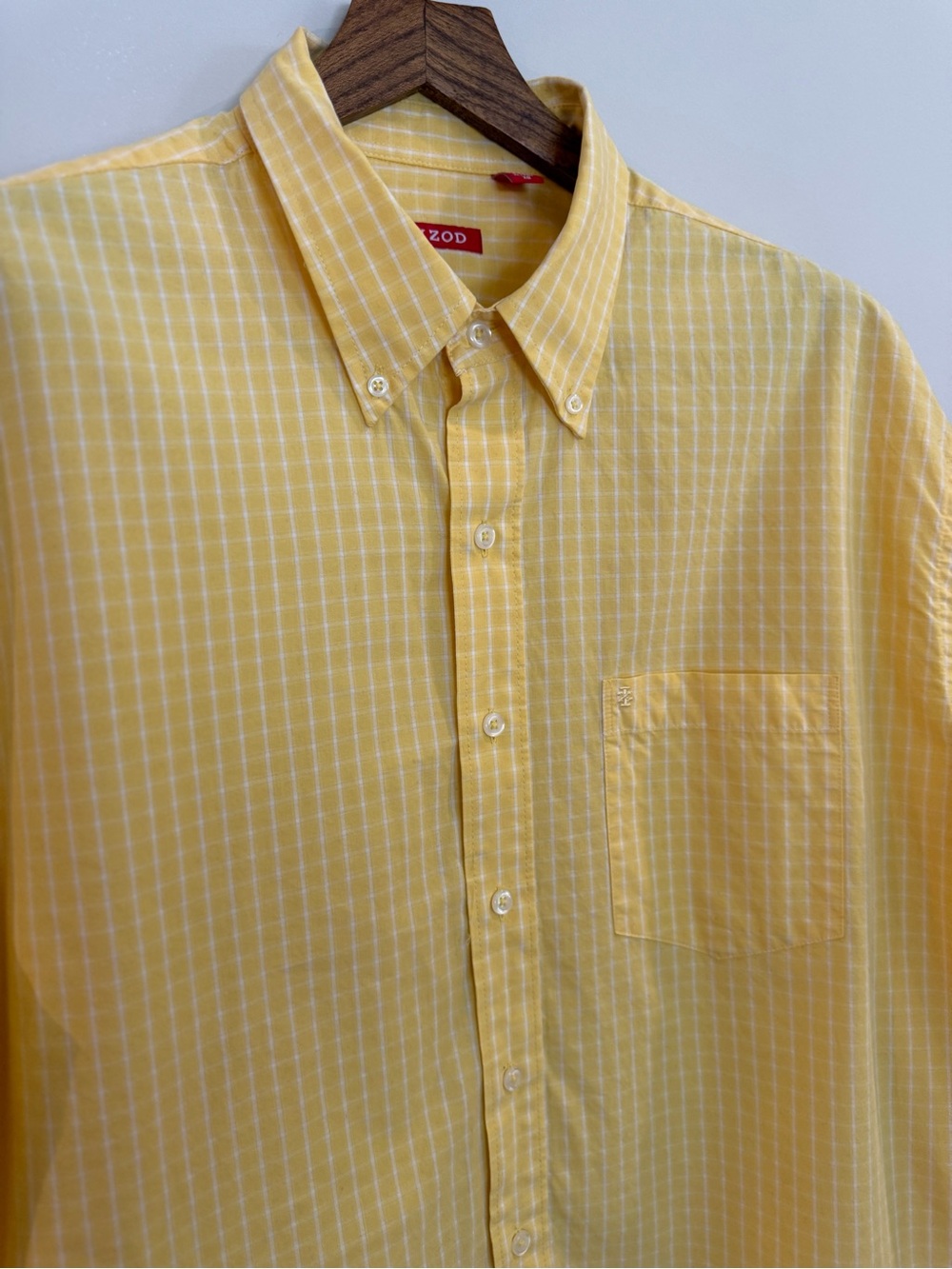 IZOD Yellow Micro-Check Button Down – XL